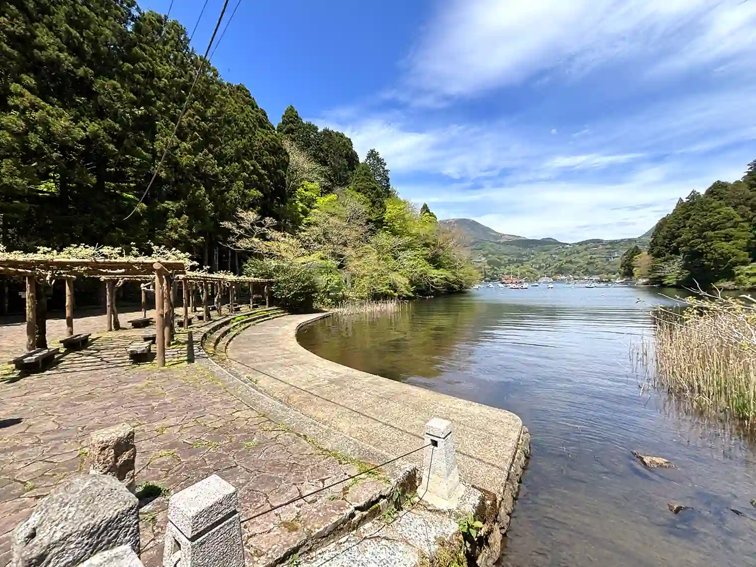 藤棚広場から見る芦ノ湖