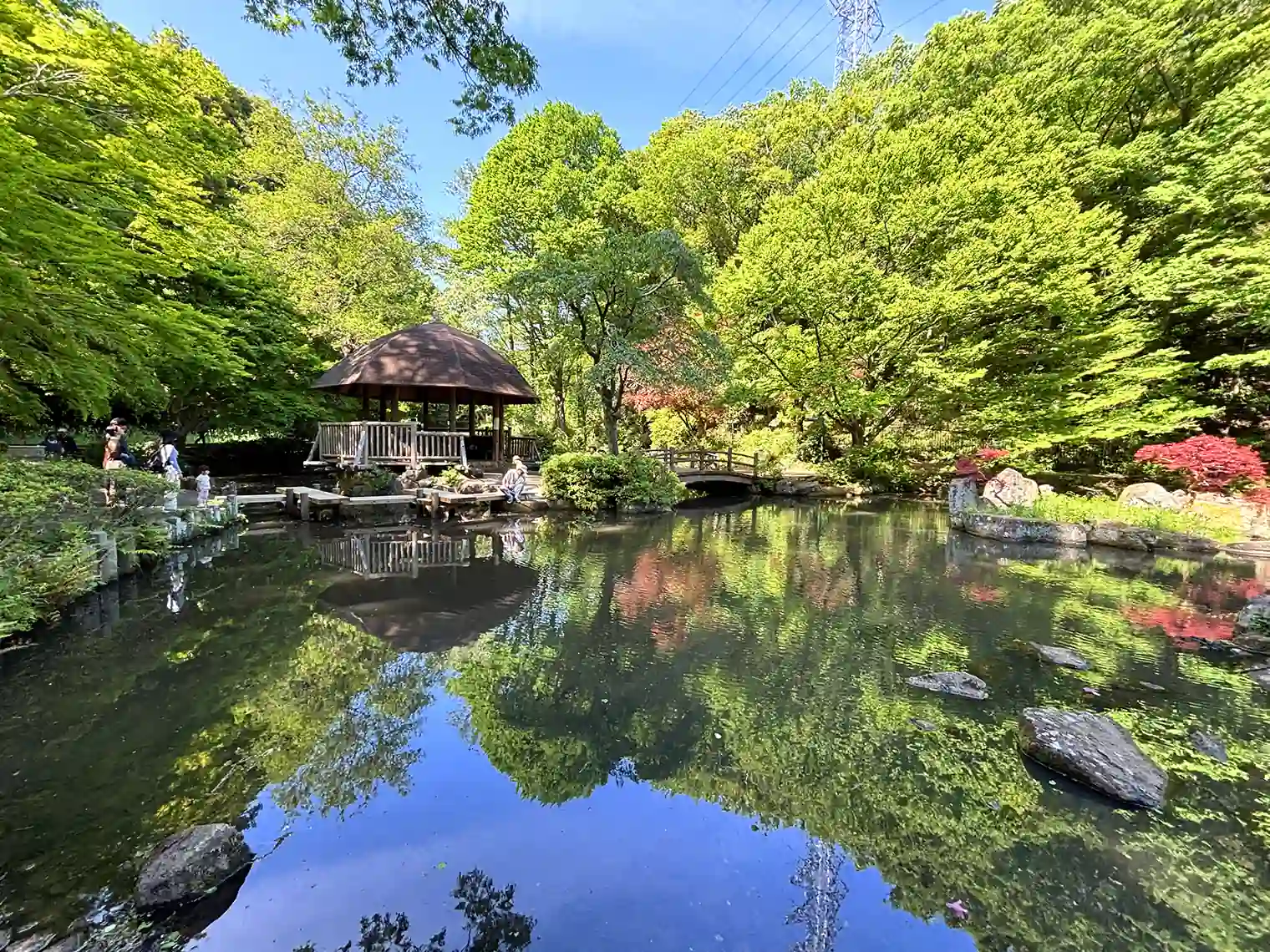 池に浮かぶ東屋